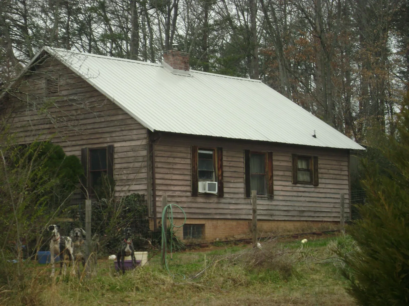 White metal roof on an old wood sided farmhouse, from a Asphalt Shingle Roof Repair job in Howell